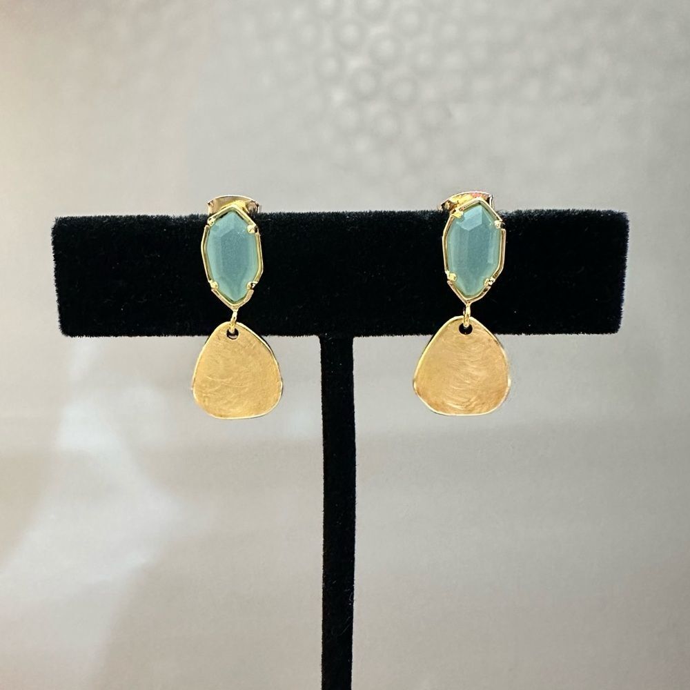 Ozel-‎ Gold and Mint Dangle Earrings